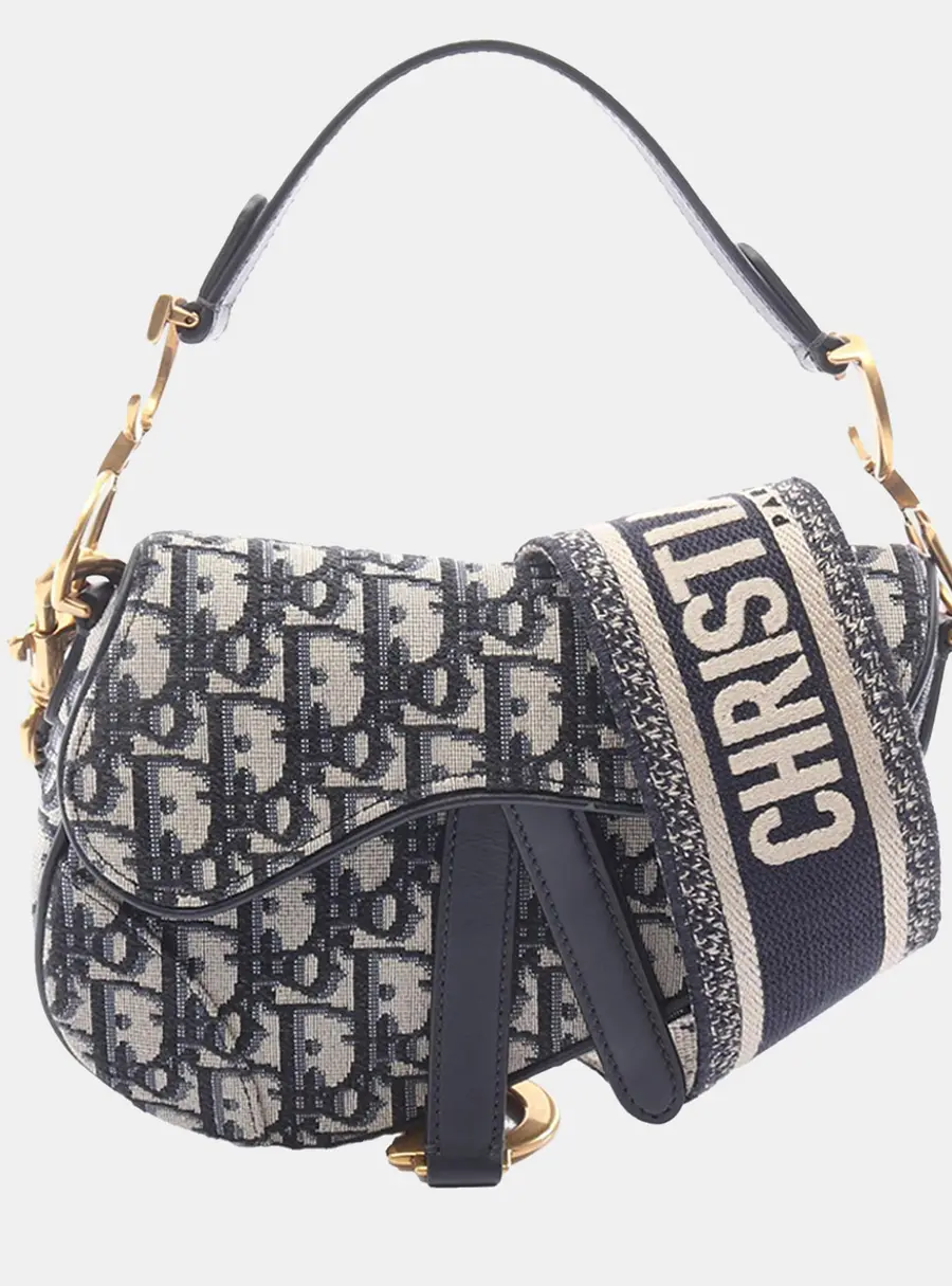 Dior Saddle Mini Blue Dior Oblique Jacquard Canvas Shoulder Bag