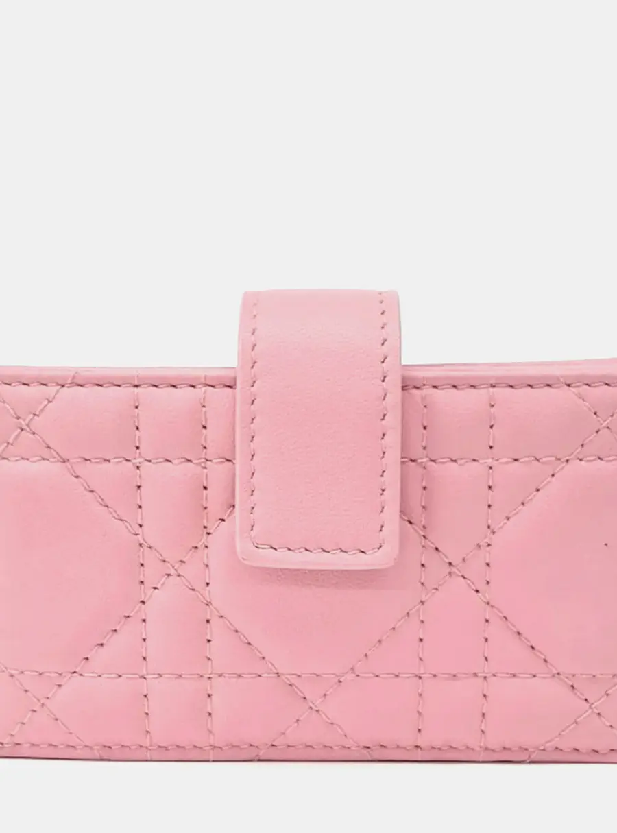 Christian Dior Lady Dior Accordion Card Holder Pink Leather Card Holder Bag