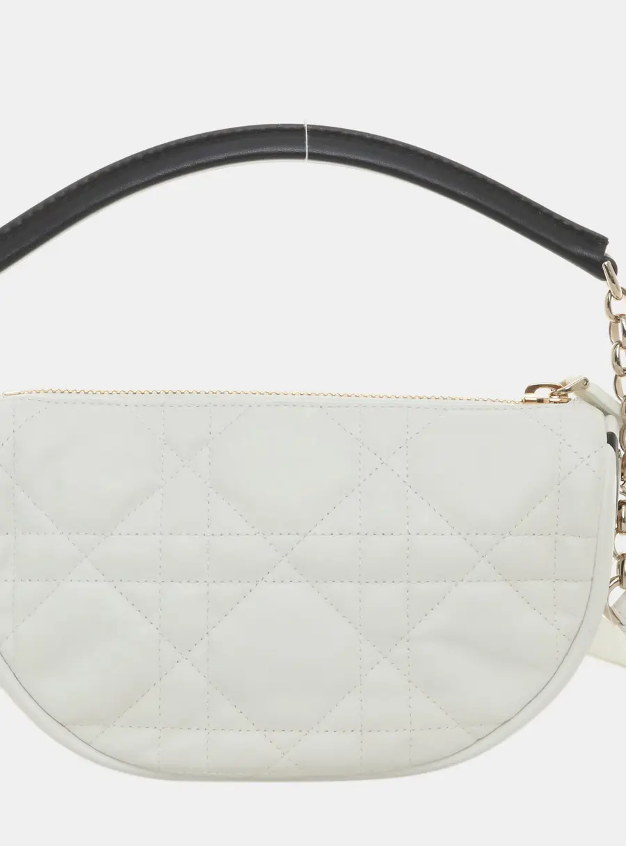 Dior Vibe Small White Lambskin Leather Hobo Bag