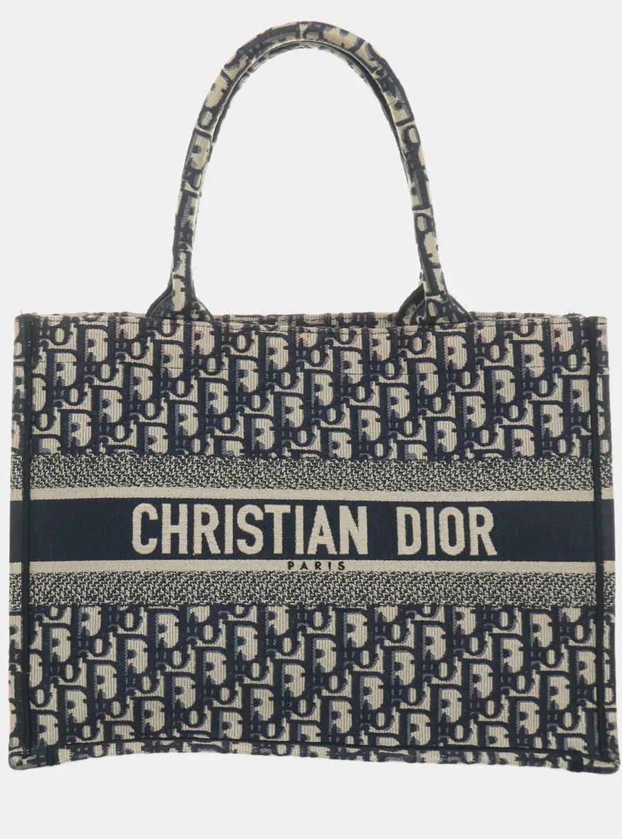 Dior Book Tote Medium Navy Blue Oblique Canvas Tote Bag