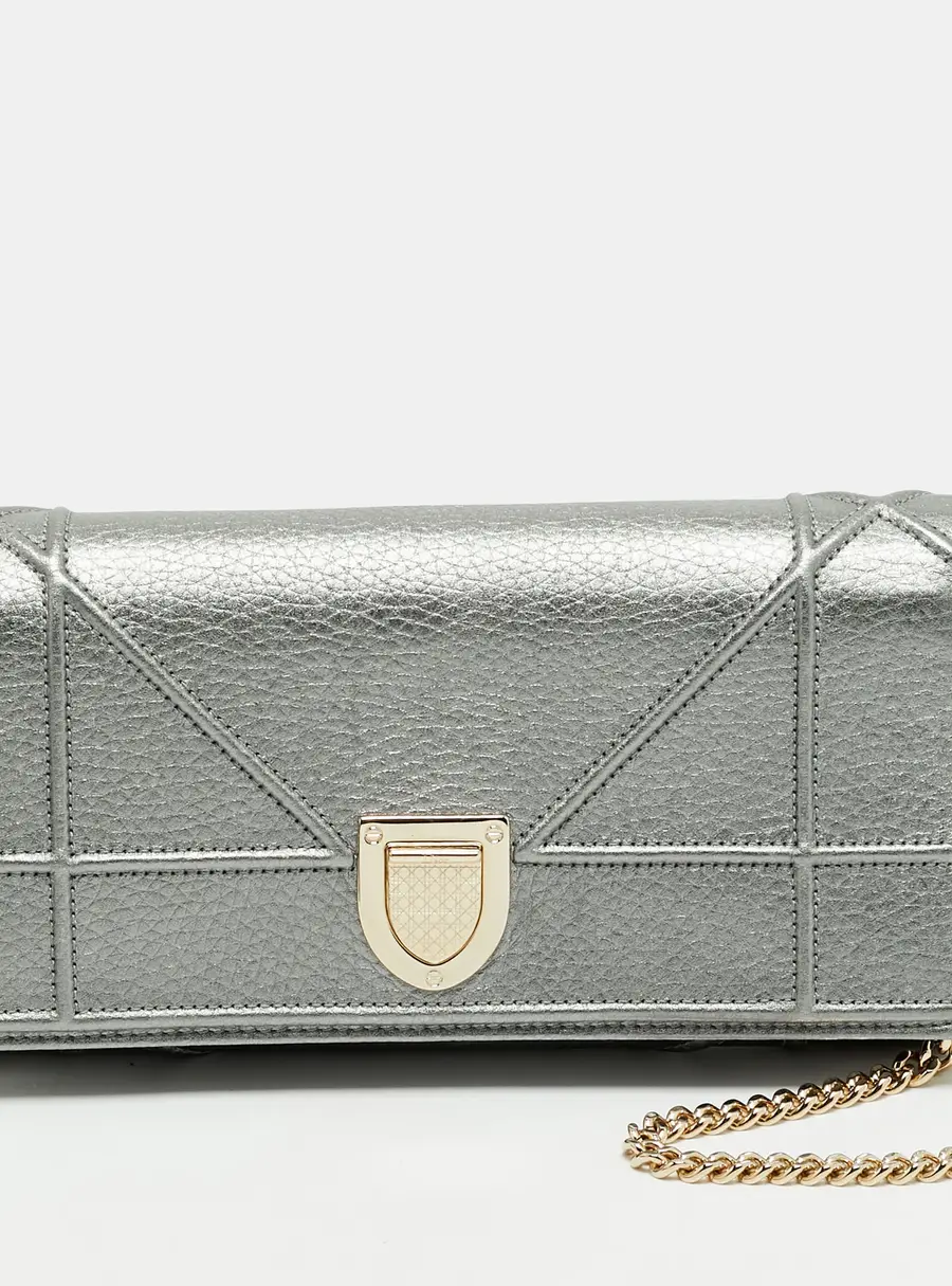 Dior Diorama Metallic Leather Wallet On Chain