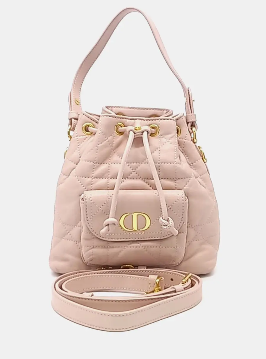 Christian Dior Caro Bucket Pink Leather Shoulder Bag