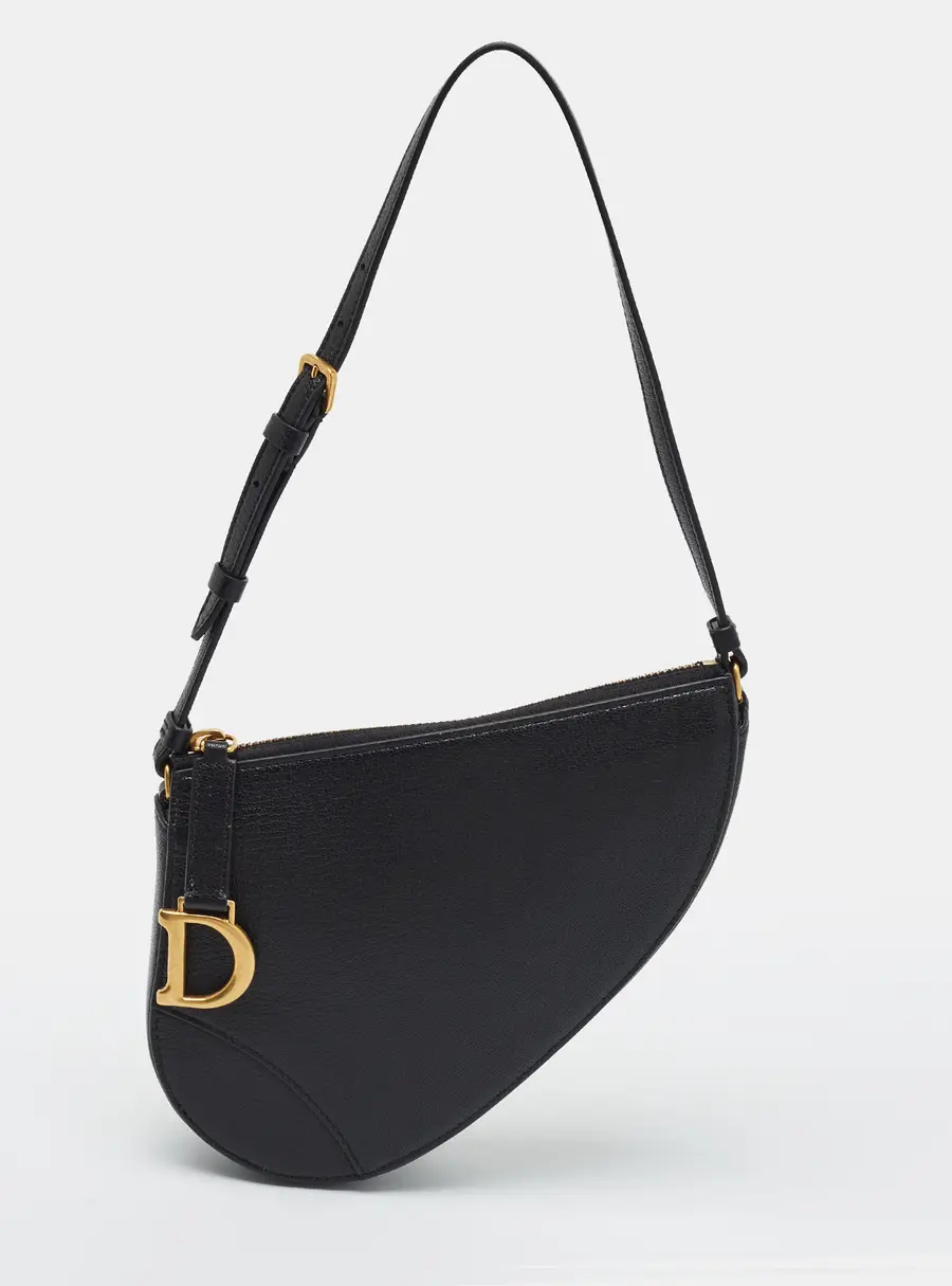 Dior Saddle Rodeo Black Leather Pouch Bag