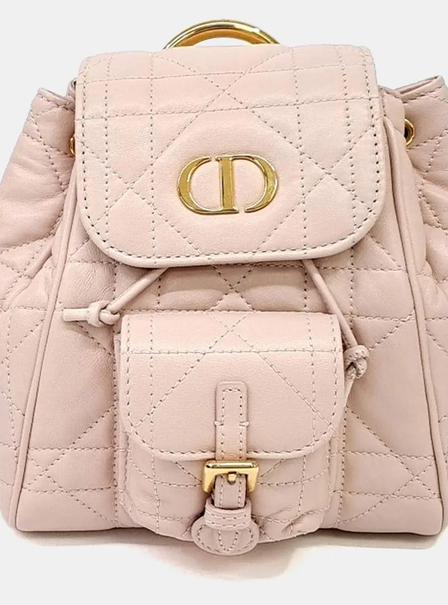 Christian Dior Caro Small Pink Cannage Quilted Lambskin Leather Backpack Bag