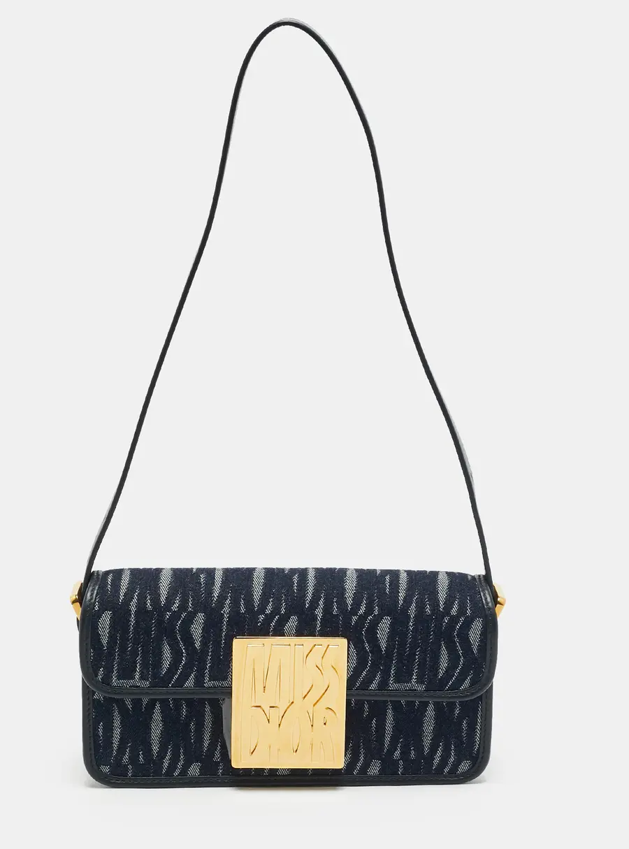 Dior Miss Dior Allover Blue Denim and Leather Shoulder Bag