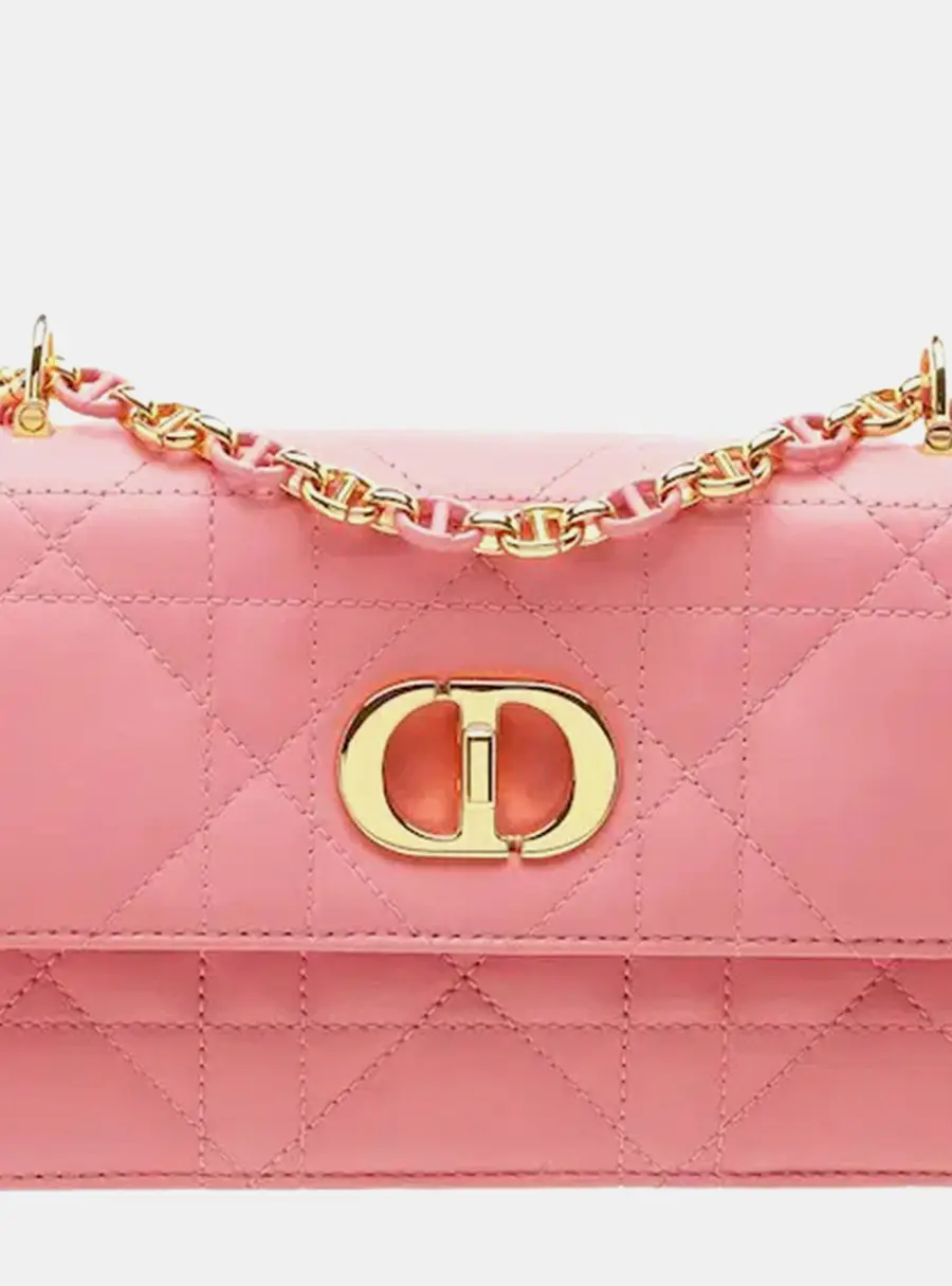 Christian Dior Miss Caro Mini Powder Pink Macrocannage Lambskin Flap Bag