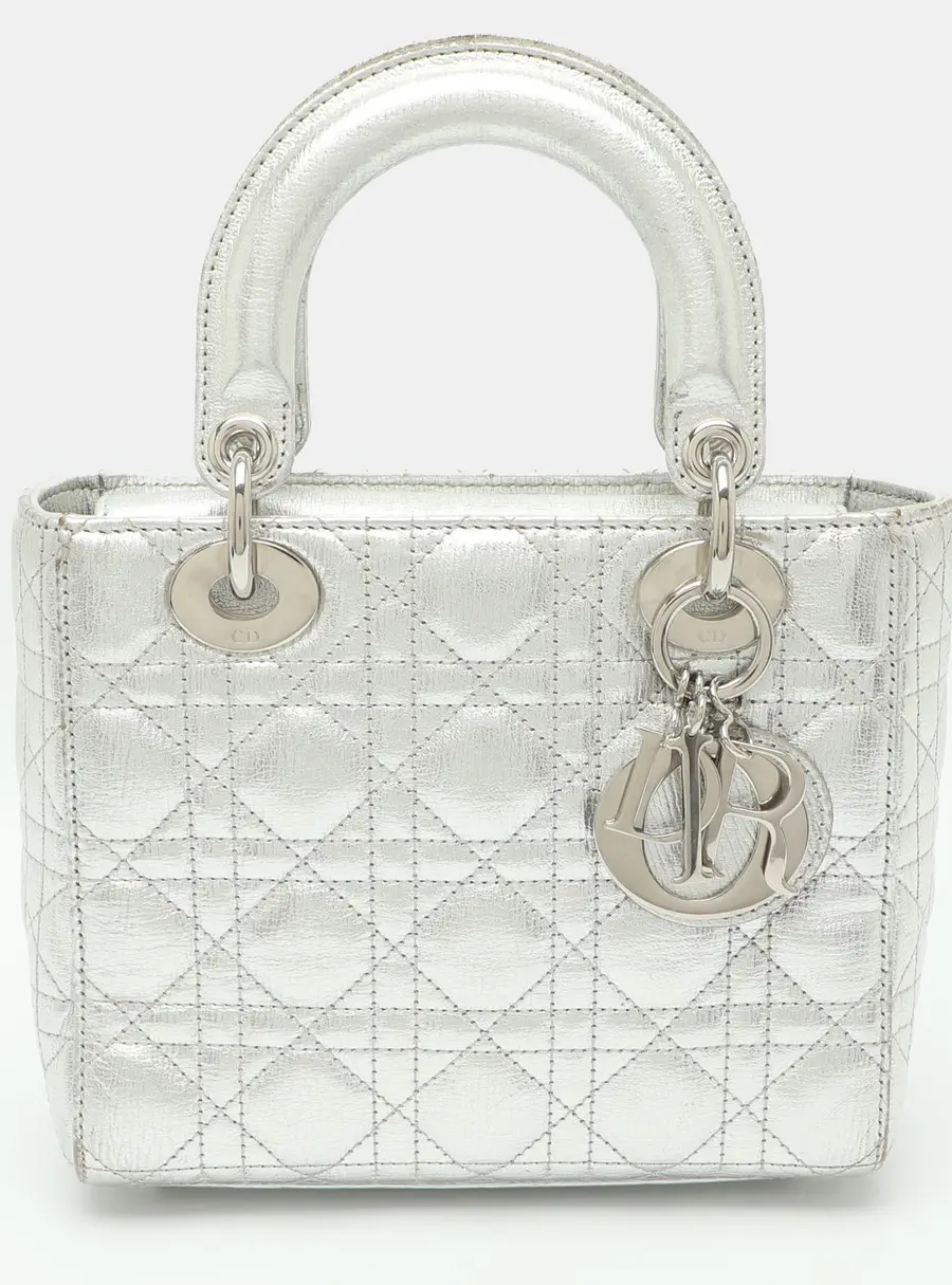 Dior Lady Dior My ABCDior Small Silver Cannage Leather Tote
