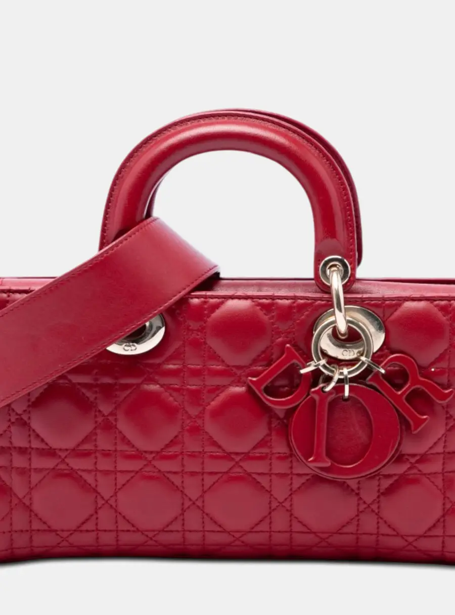 Dior Lady D -Joy Medium Red Cannage Lambskin Top Handle Bag