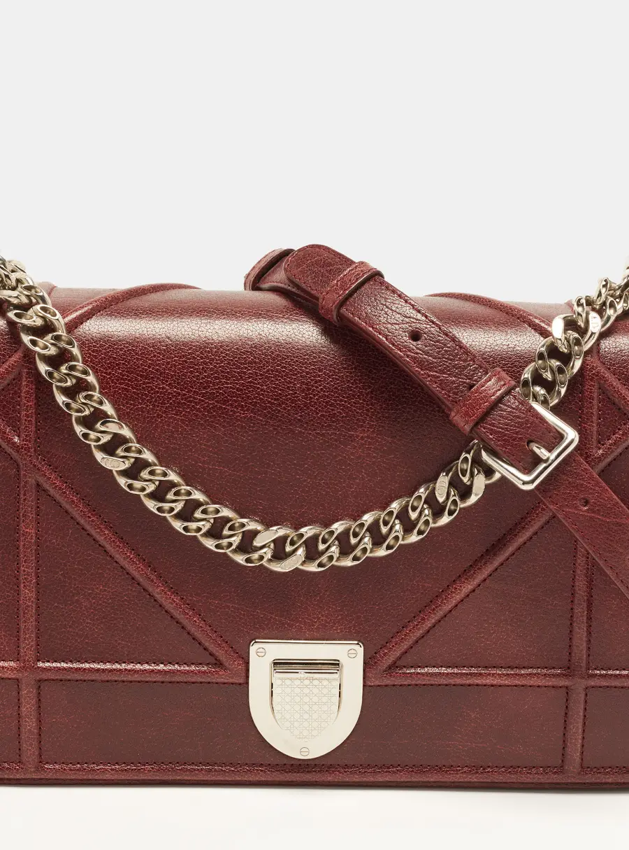 Dior Diorama Medium Burgundy Leather Shoulder Bag
