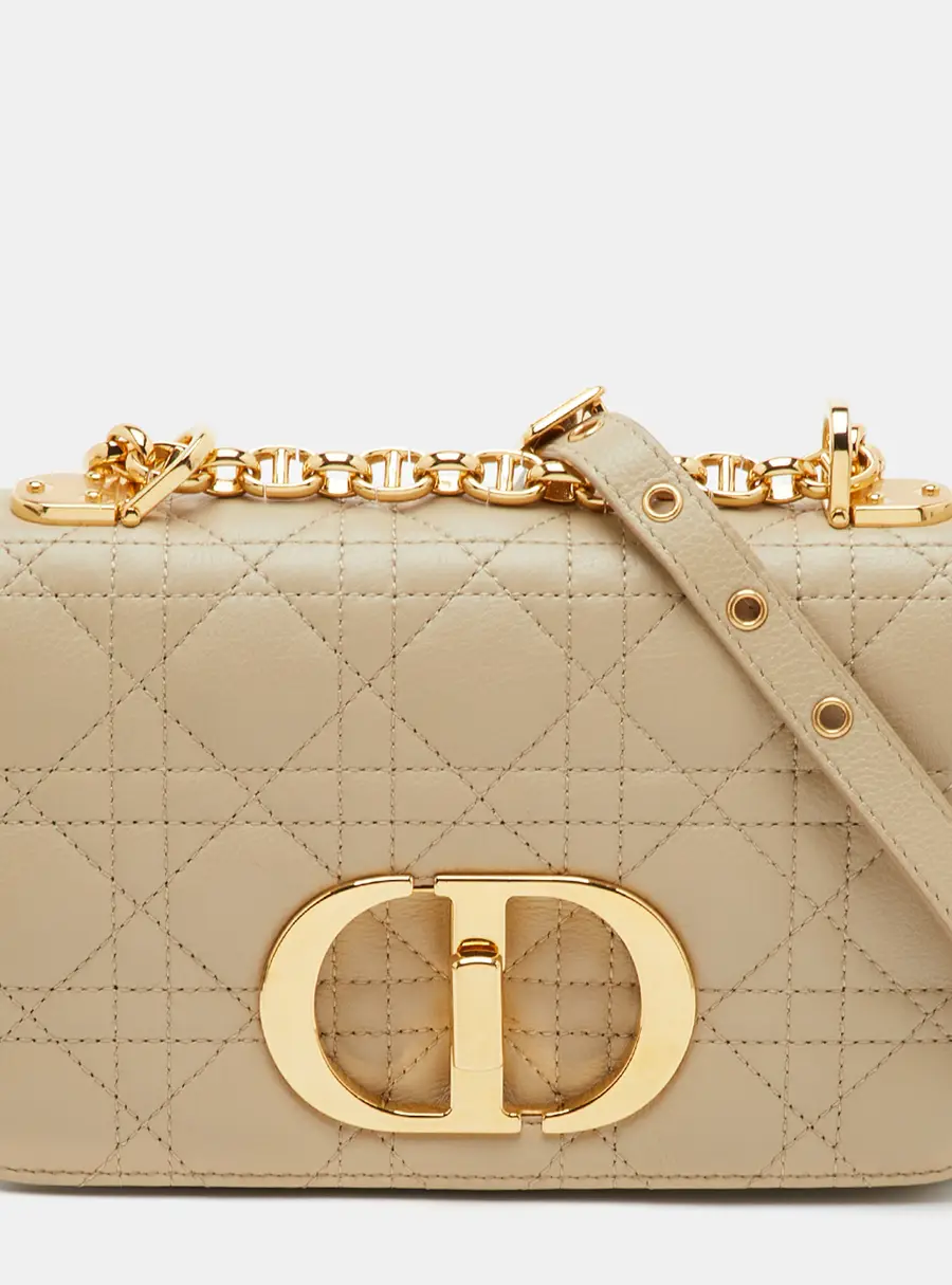 Dior Caro Small Beige Cannage Leather Shoulder Bag