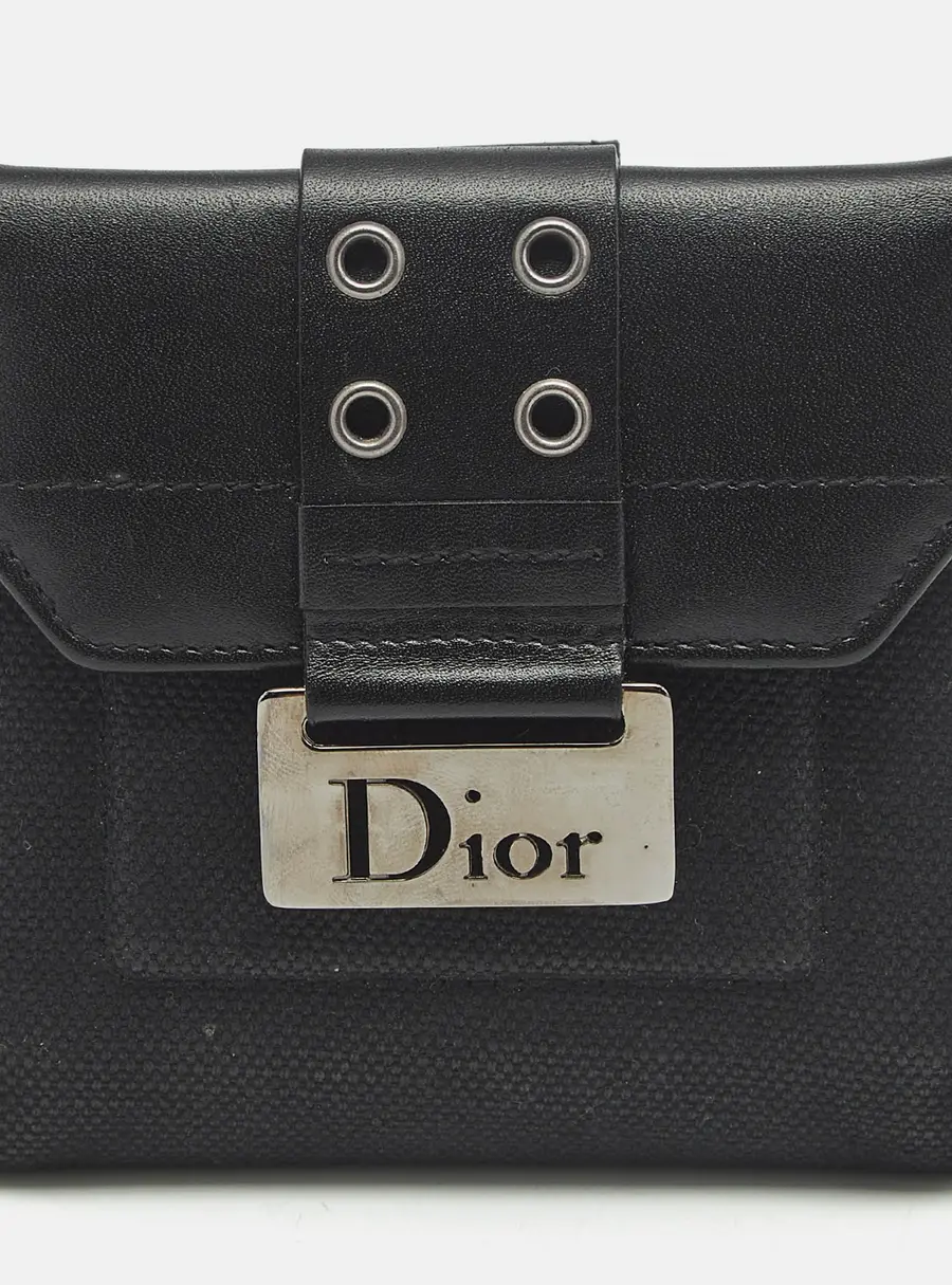 Dior Street Chic Black Canvas and Leather Compact Wallet