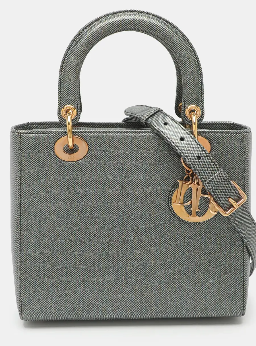 Dior Lady Dior Medium Metallic Leather Tote