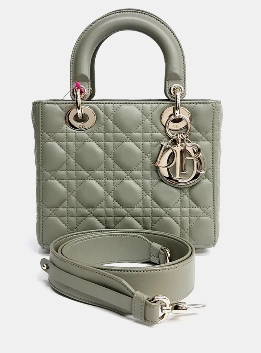 Dior khaki Leather Christian Dior Lady Bag Small M0538