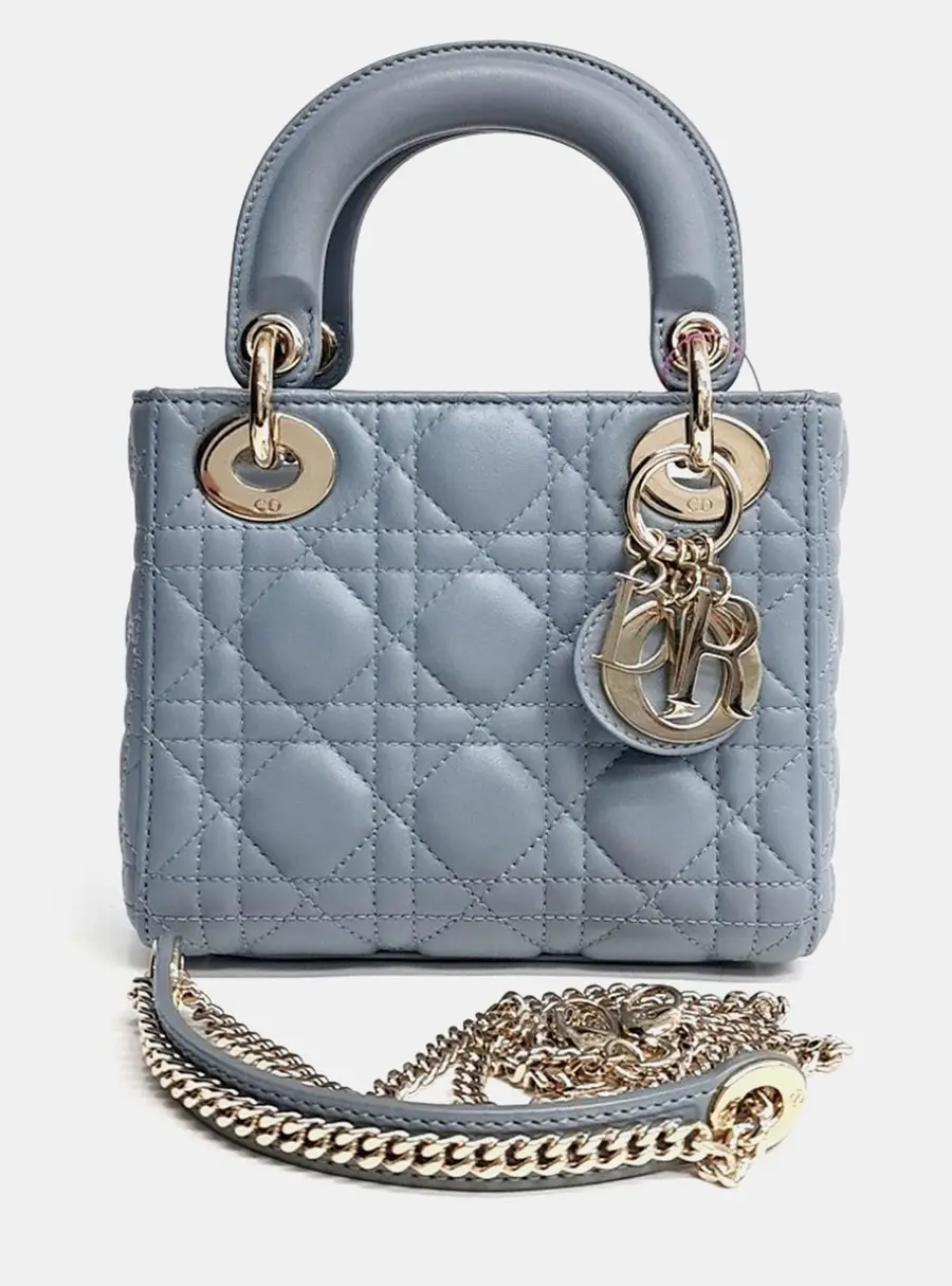 Christian Dior Lady Sky Blue Leather Mini Bag