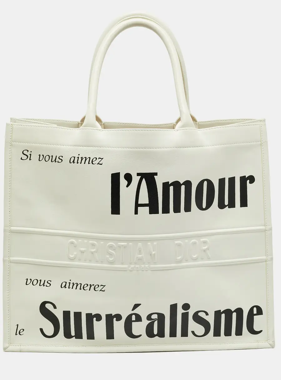 Dior Book Large White/White Surrealism Leather Tote