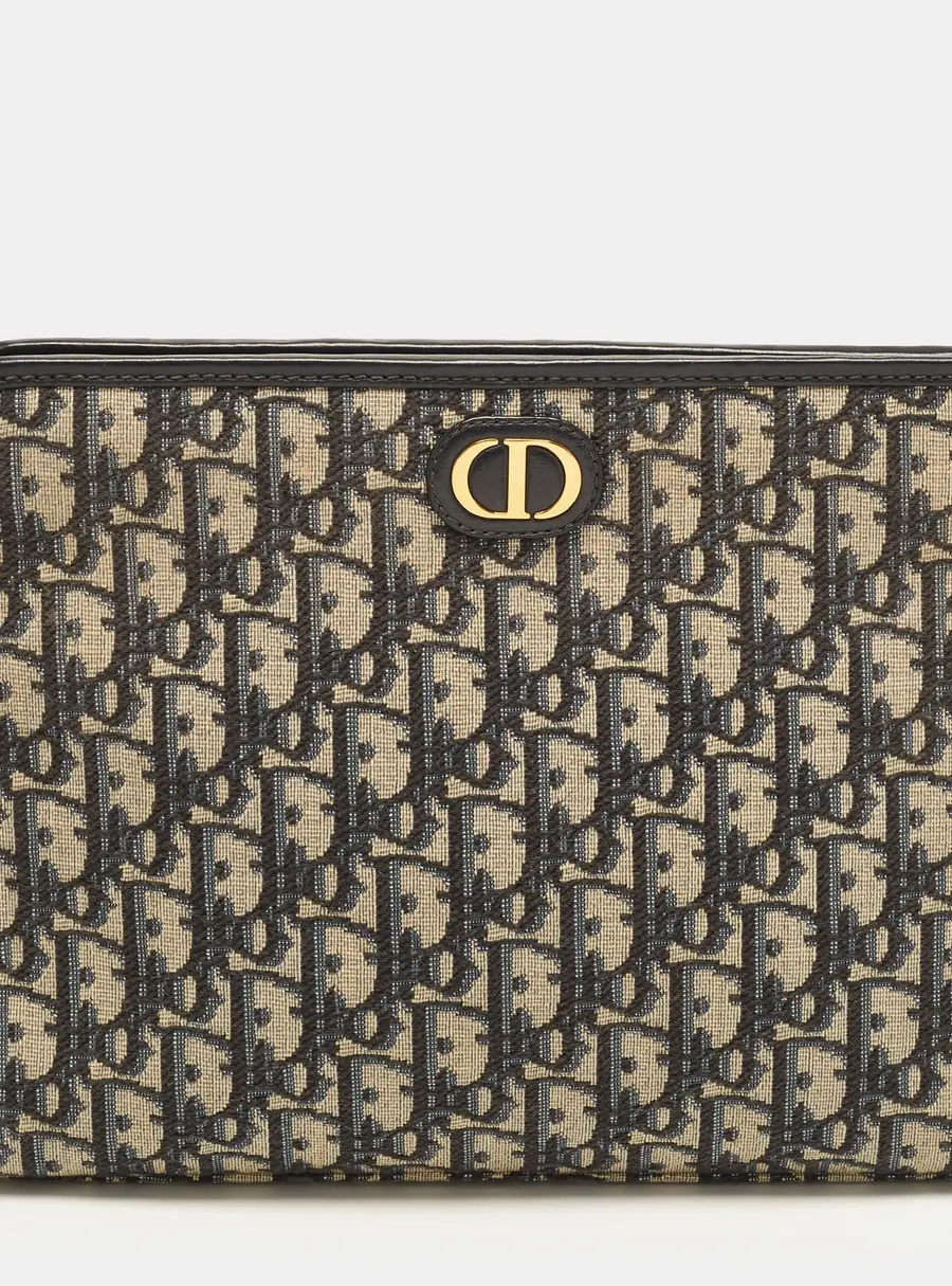 Dior 30 Montaigne Dea Navy Blue Oblique Canvas Pouch