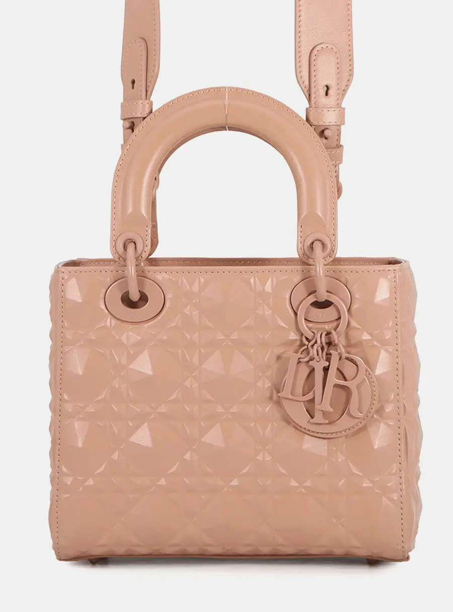 Dior Lady Dior Small Pink Cannage Ultra-Matte Leather Top Handle Bag