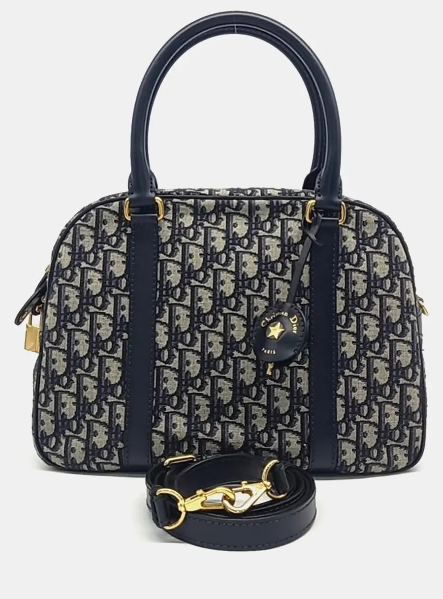 Dior Oblique Trotter Multicolor Canvas Leather Top Handle Bag