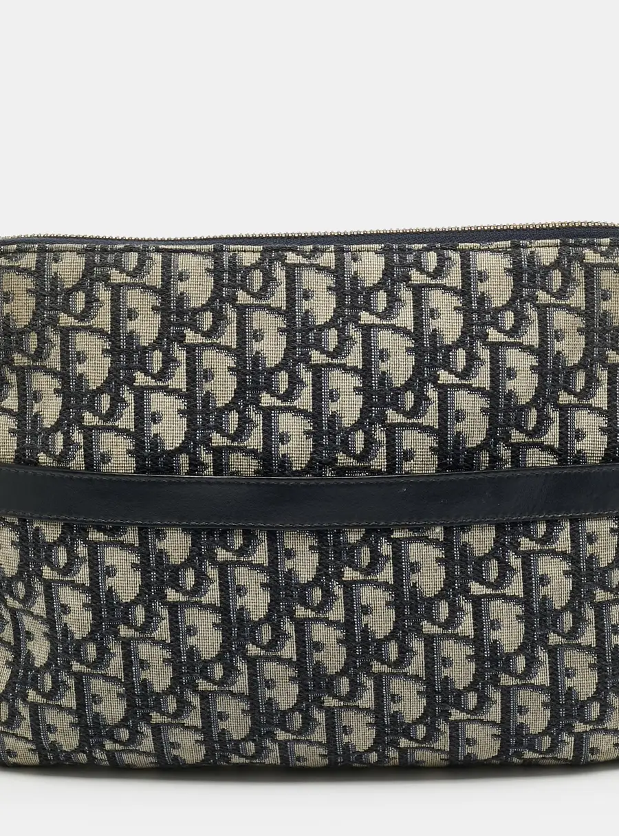 Dior DiorTravel Navy Blue Oblique Canvas Clutch
