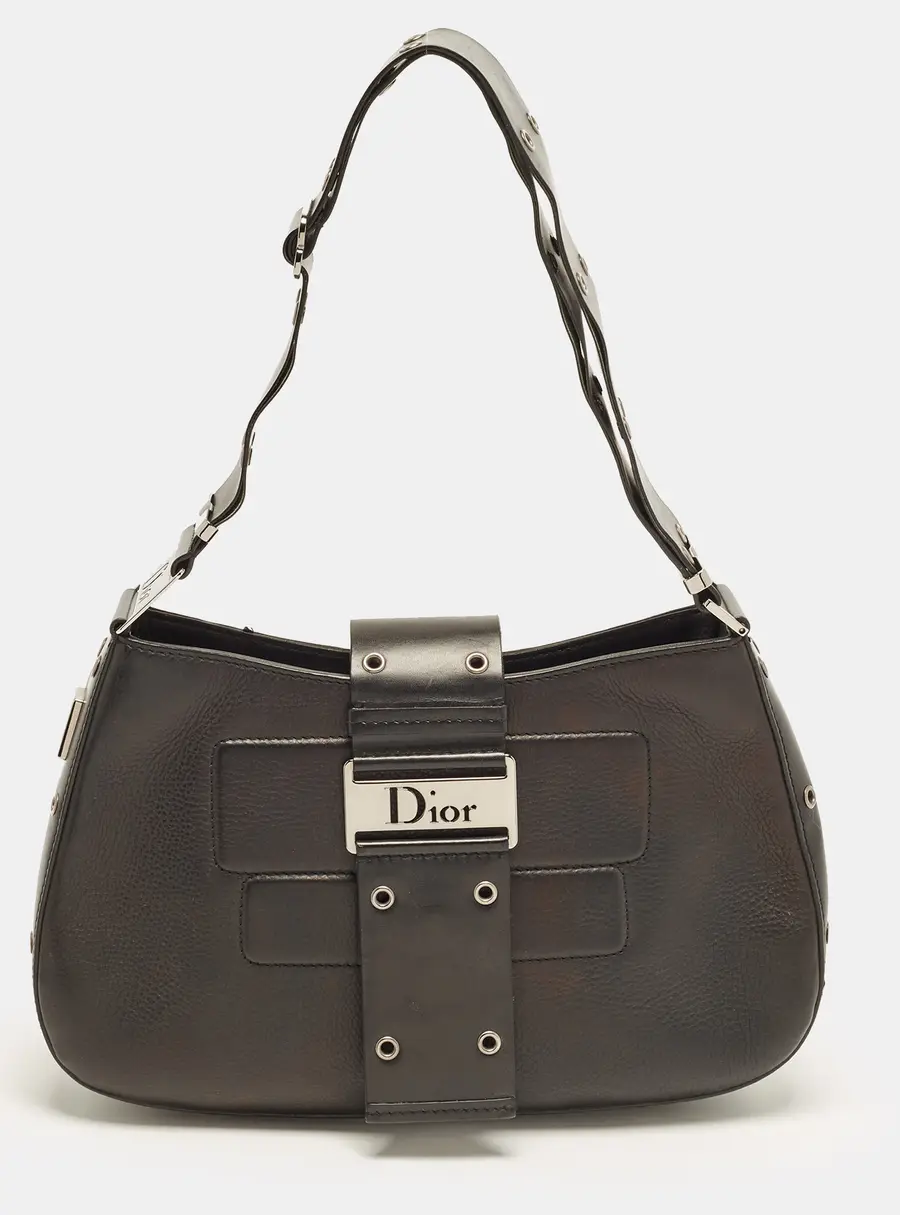 Dior Street Chic Columbus Black Leather Shoulder Bag