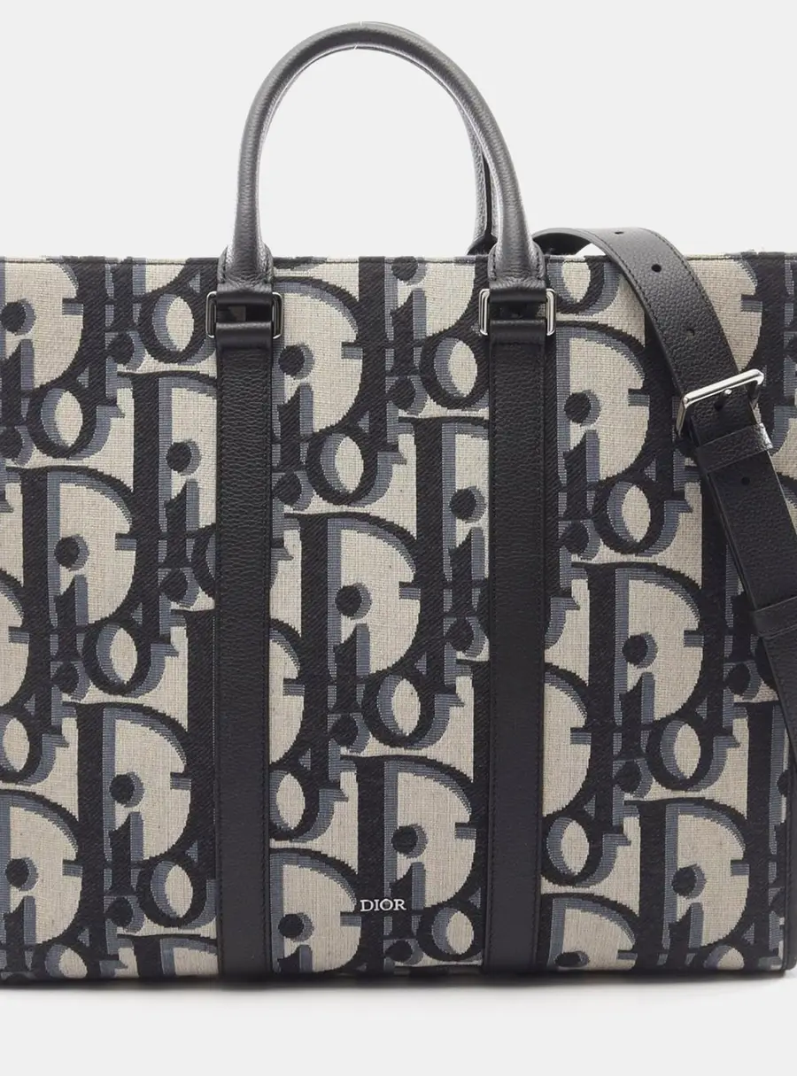 Dior East-West Black Maxi Dior Oblique Jacquard Calfskin Tote Bag