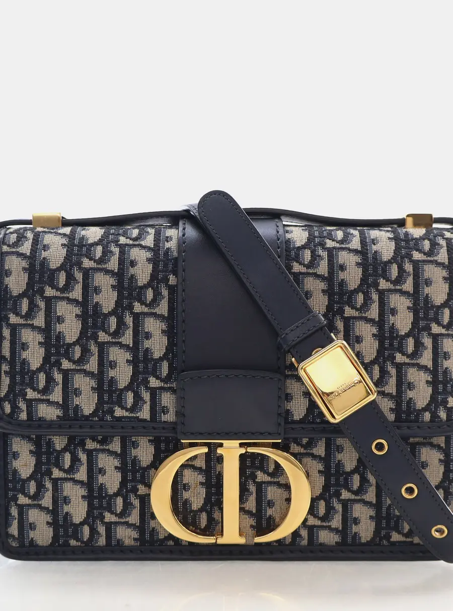 Christian Dior 30 Montaigne Blue Oblique Jacquard Shoulder Bag