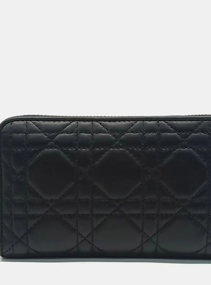 Dior Black Leather Cannage Long Wallet