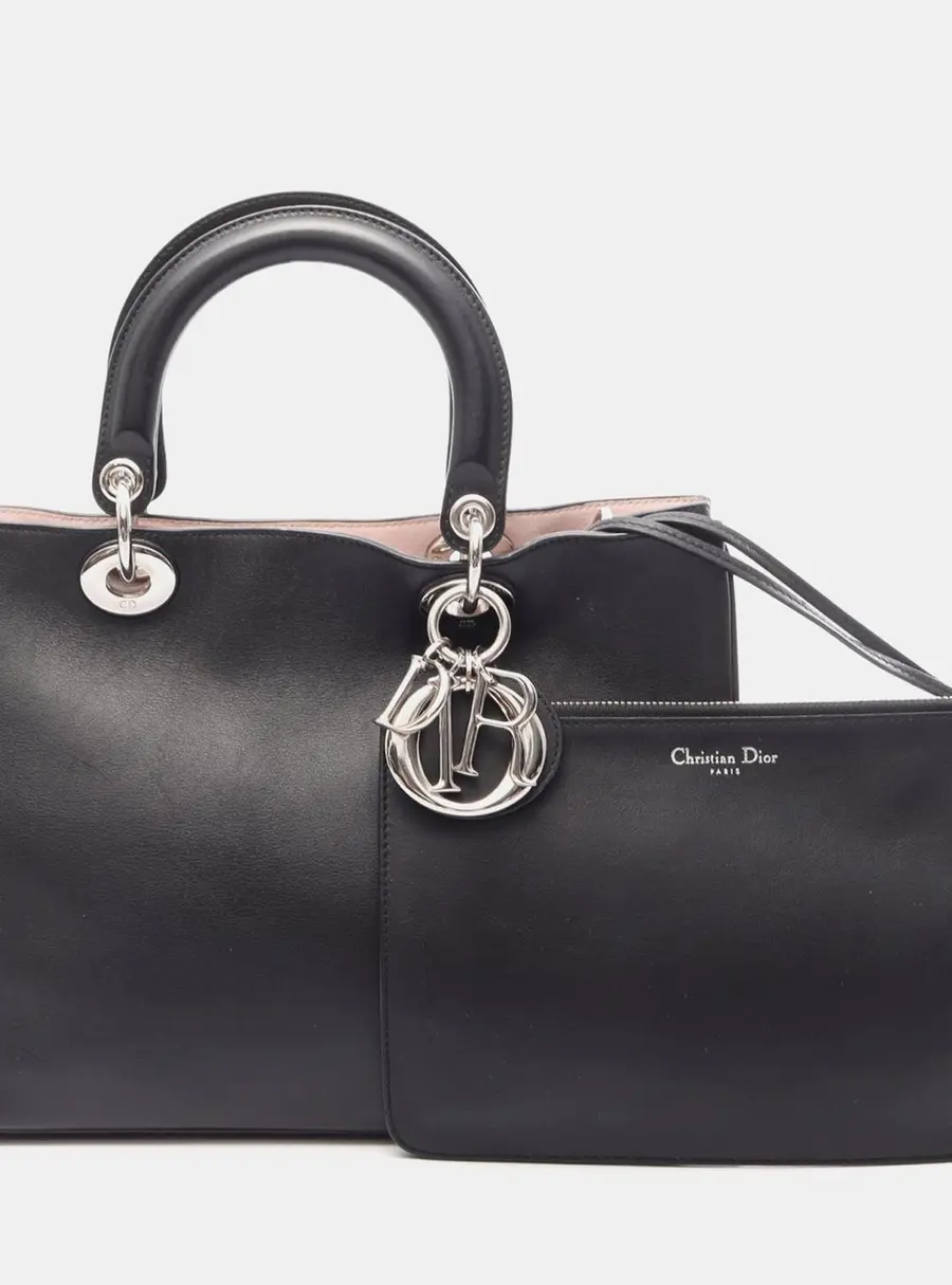 Christian Dior Diorissimo Medium Black Smooth Calfskin Leather Tote Bag