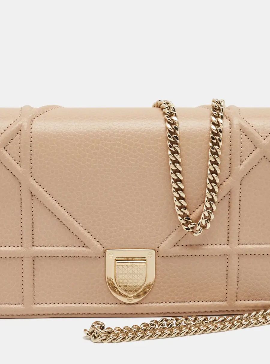 Dior Diorama Beige Cannage Leather Wallet on Chain