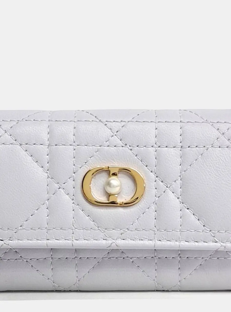 Christian Dior Purple Leather Jolie Glycine Card Holder S3102