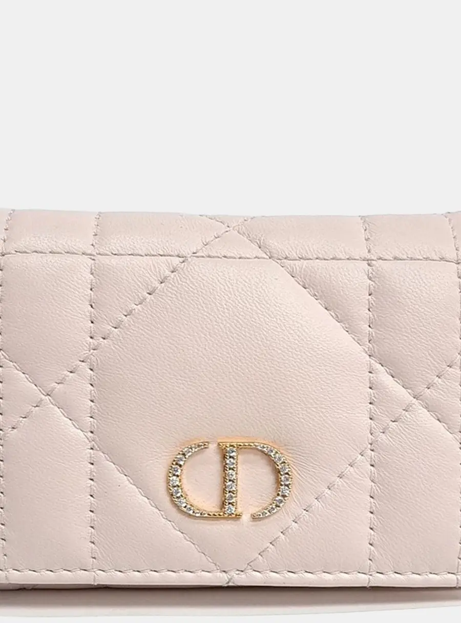 Christian Dior Pink Leather Caro Glycine Card Holder S4206