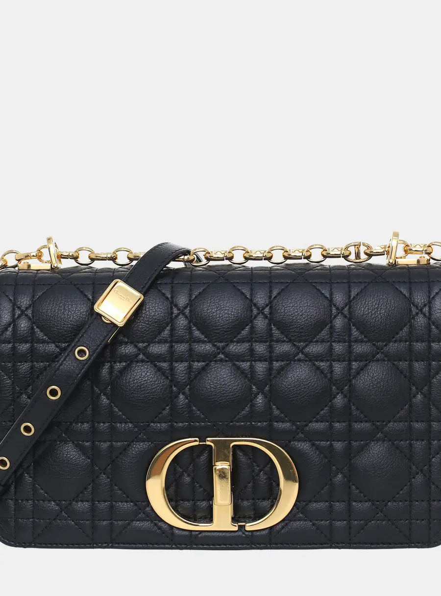 Dior Caro Medium Black Supple Cannage Calfskin Leather Shoulder Bag