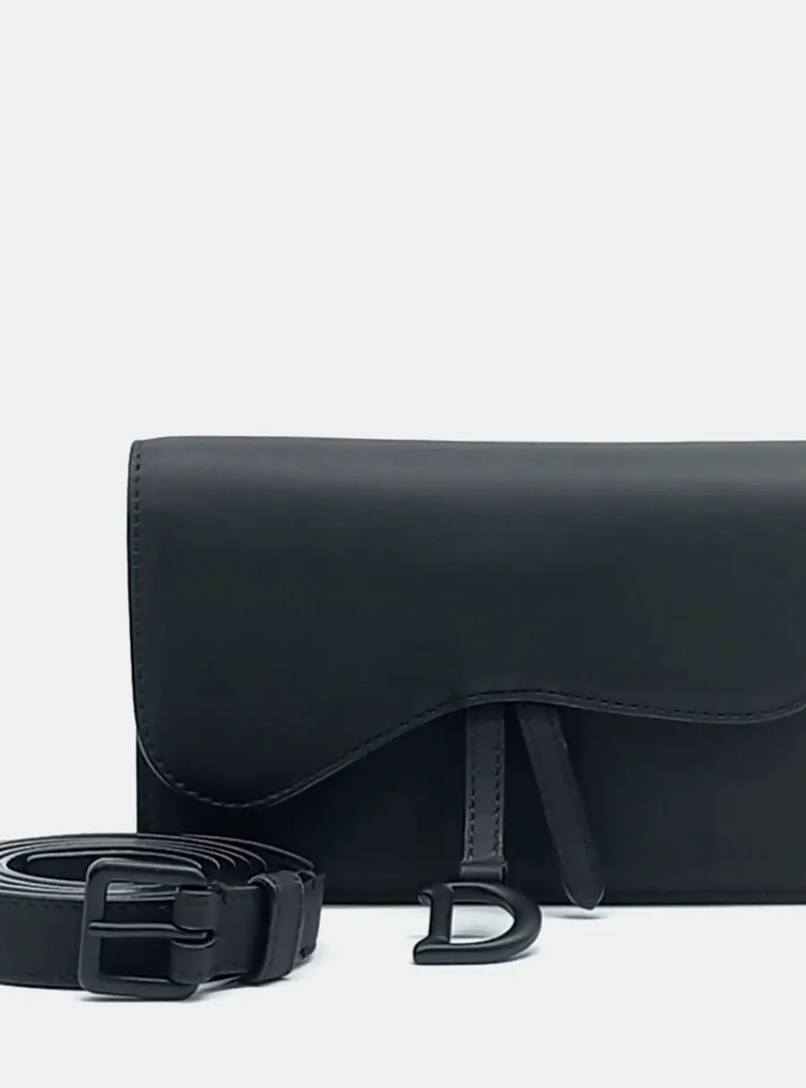 Christian Dior Black Leather Dior Saddle Belt Bag