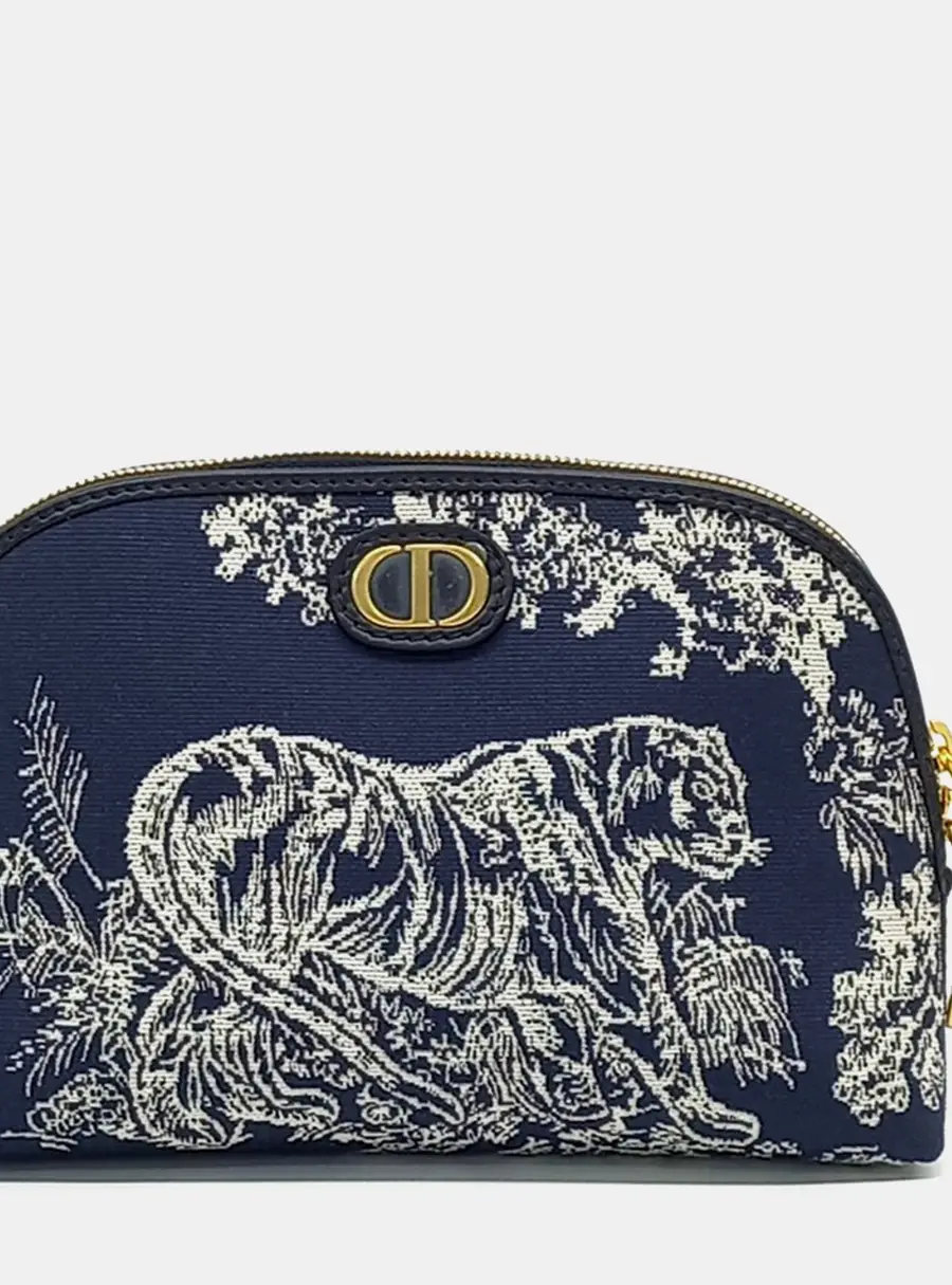 Christian Dior Blue Fabric 30 Montaigne Beauty Pouch