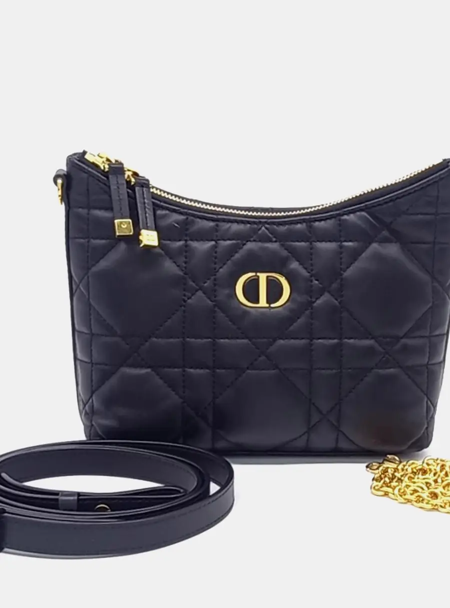 Christian Dior Miss Caro Black Leather Dior Ring Chain Bag S5253UHAG