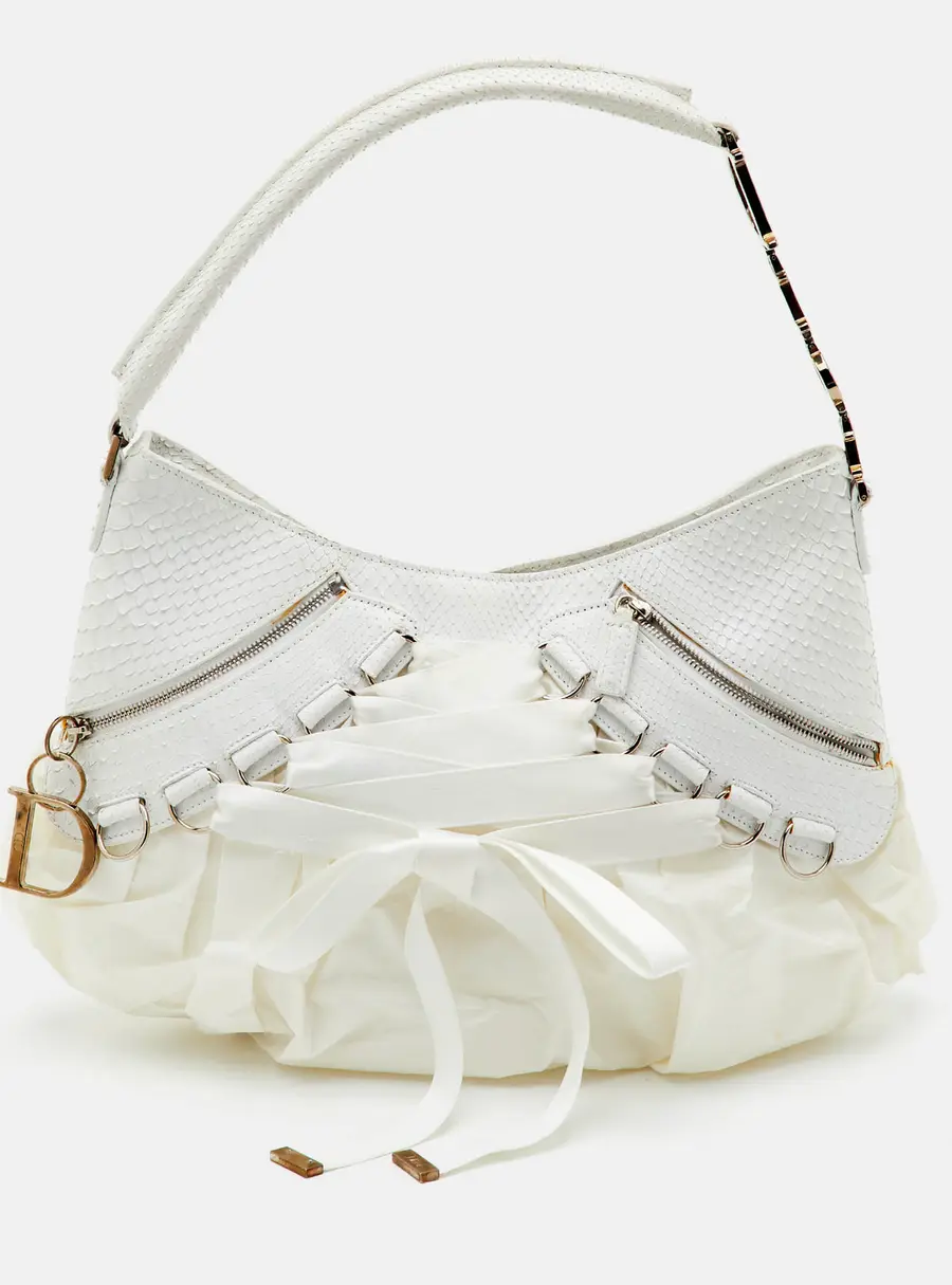 Dior Ballet White Fabric and Python Corset Bag