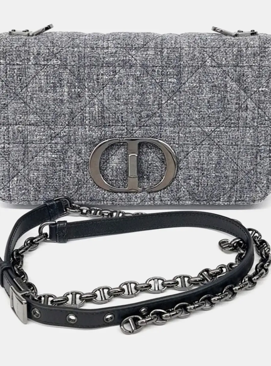 Dior Grey Tweed Tweed Caro Bag Medium