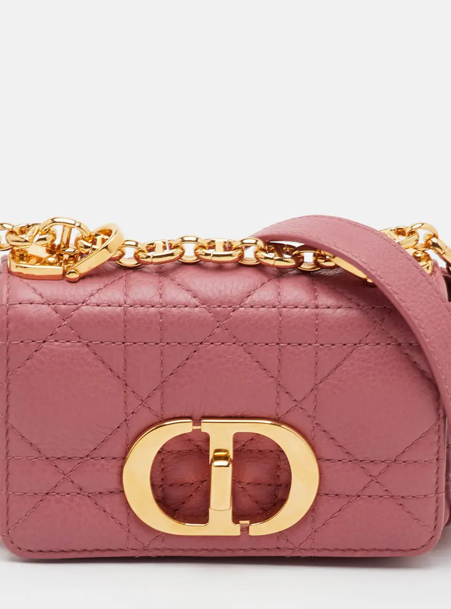 Dior Caro Micro Pink Cannage Leather Crossbody Bag