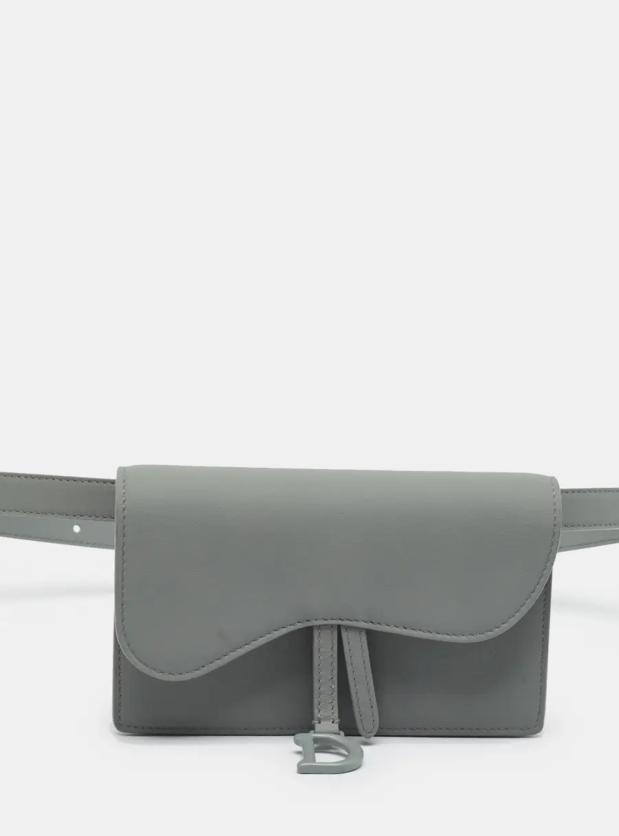 Dior Saddle Pouch Grey Leather Belt Bag