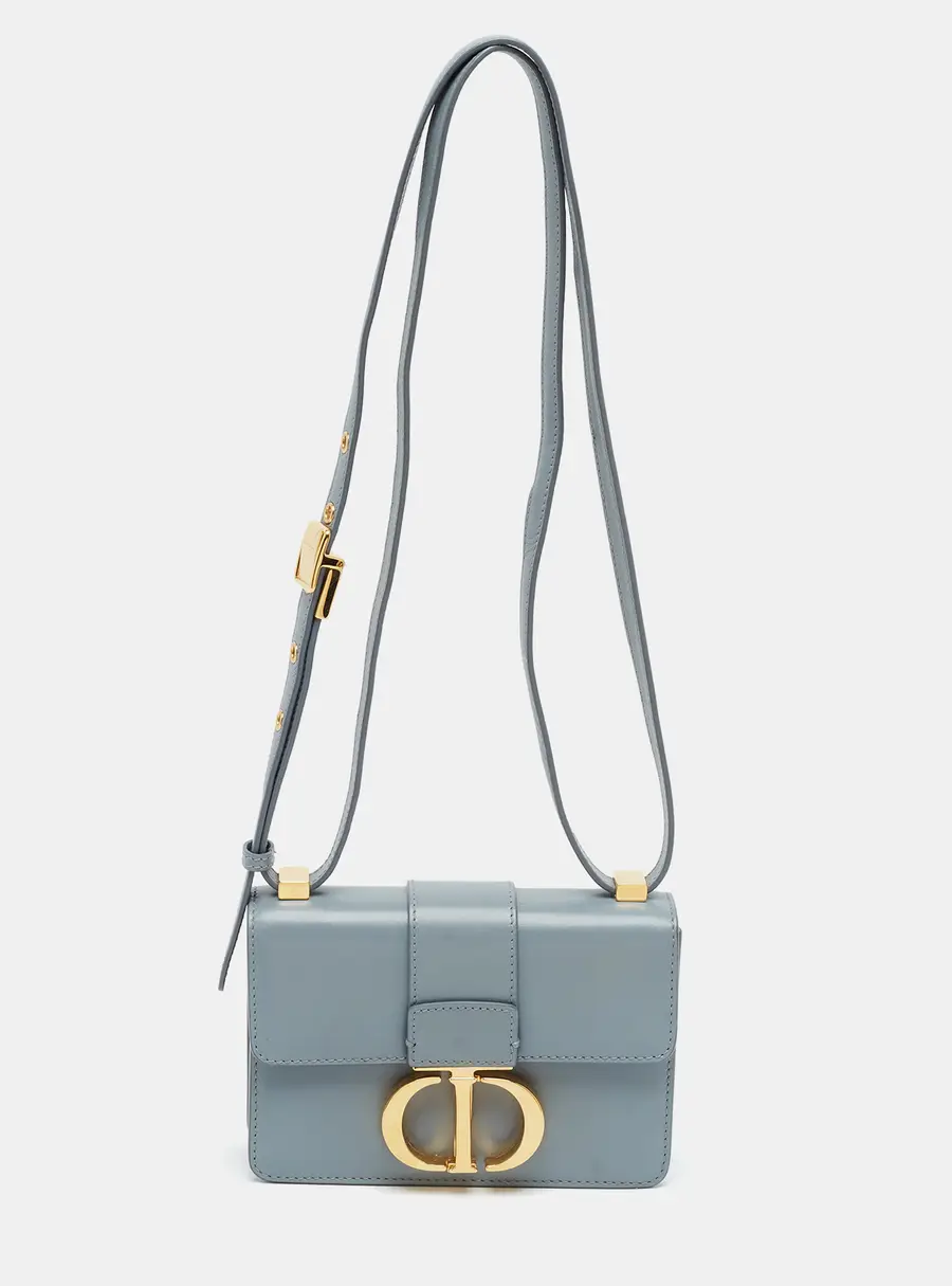 Dior 30 Montaigne Micro Grey Leather Crossbody Bag