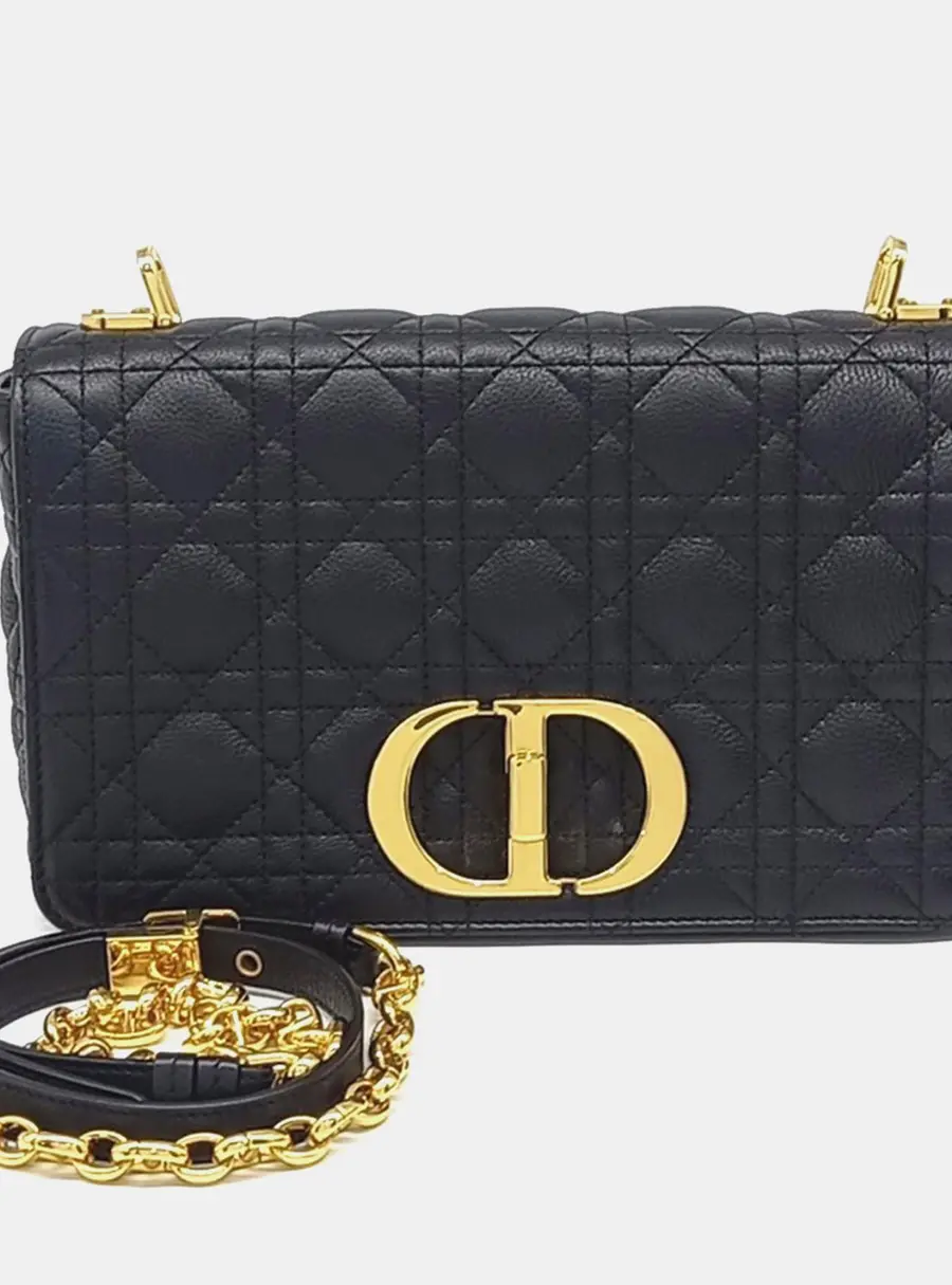 Christian Dior Caro Black Leather Medium Bag M9242UWHC