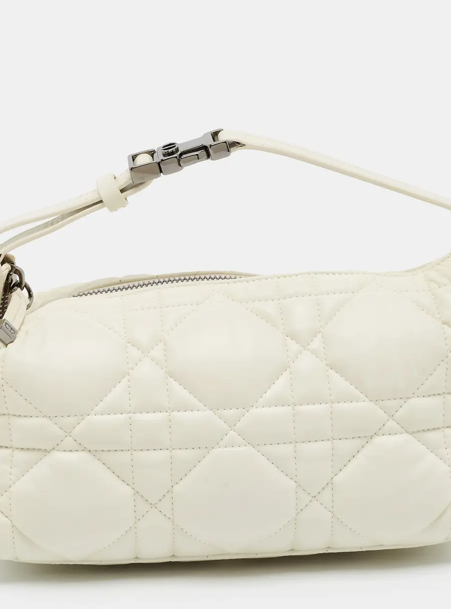 Dior Travel Nomad Medium White Macrocannage Leather Pouch