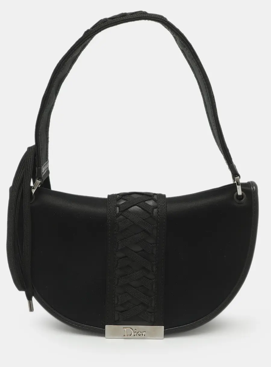 Dior Admit It Black Leather and Satin Shoulder Bag