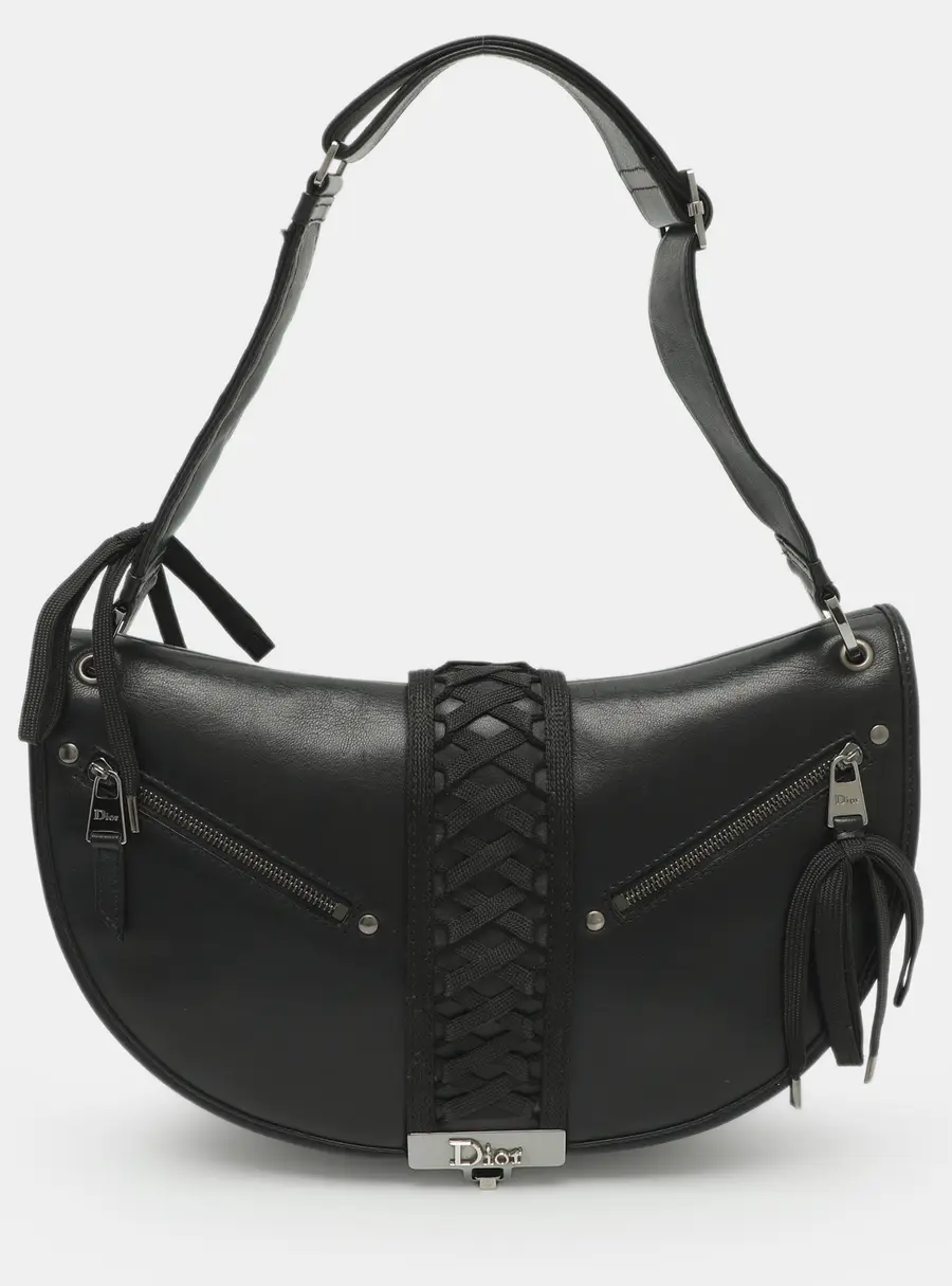Dior Admit It Corset Black Fabric and Leather Shoulder Bag