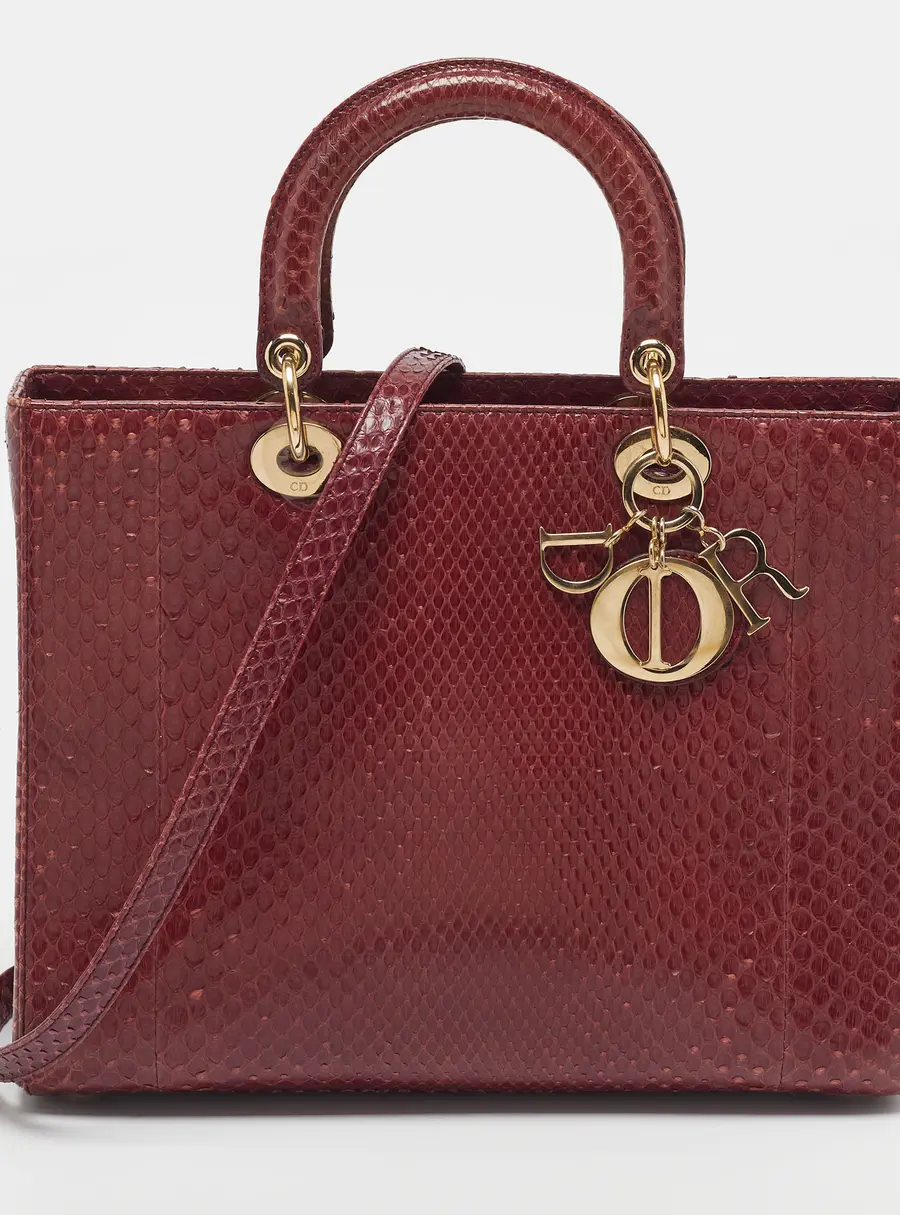 Dior Lady Dior Large Red Python Tote