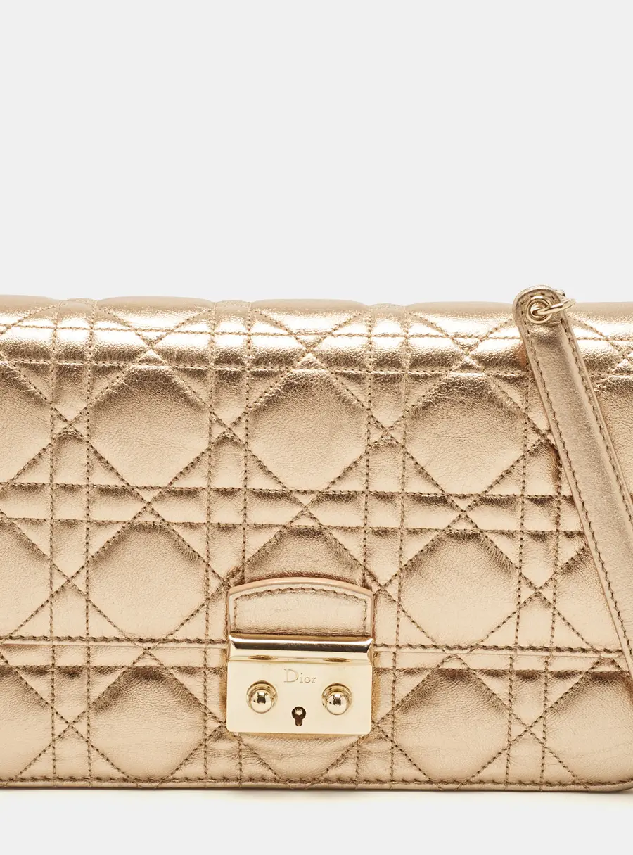 Dior Miss Dior Promenade Gold Cannage Leather Chain Shoulder Bag