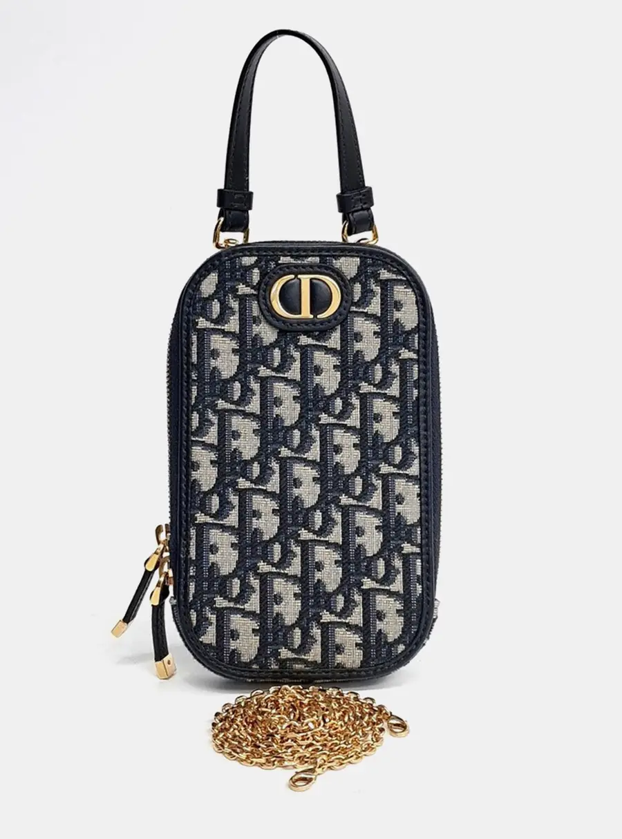 Dior Multicolor Fabric 30 Montaigne Oblique Phone Holder Mini Crossbody Bag