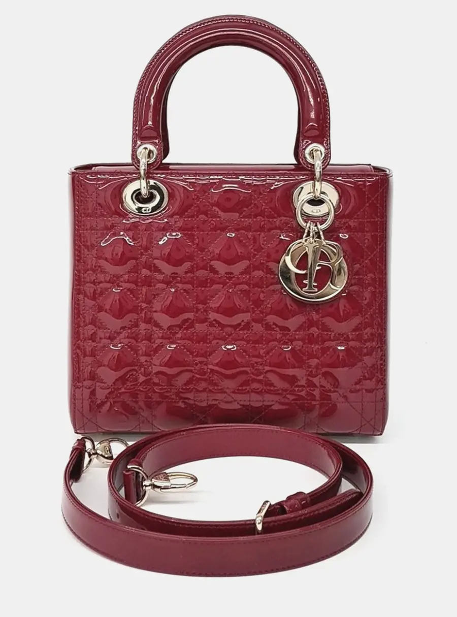 Dior Red Patent Leather Patent Lady Bag Medium