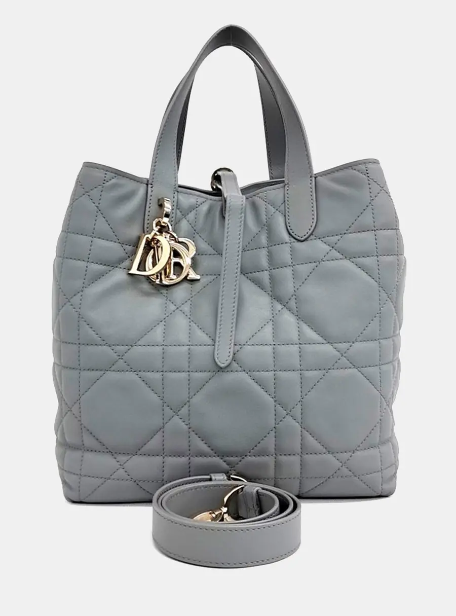 Dior Toujours Vertical Medium Grey Leather Shoulder Bag