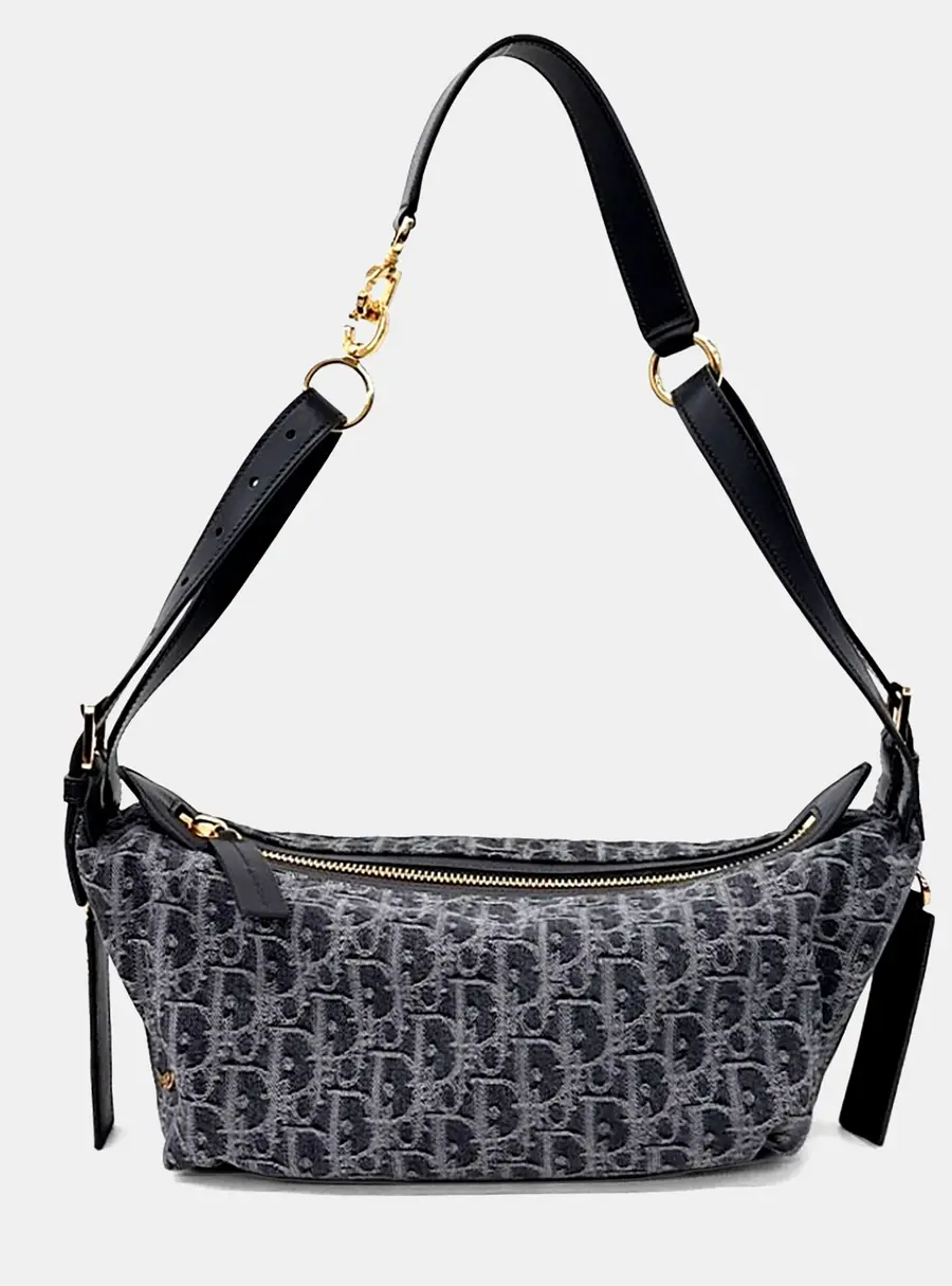 Dior D-Journey Small Grey Denim Bag